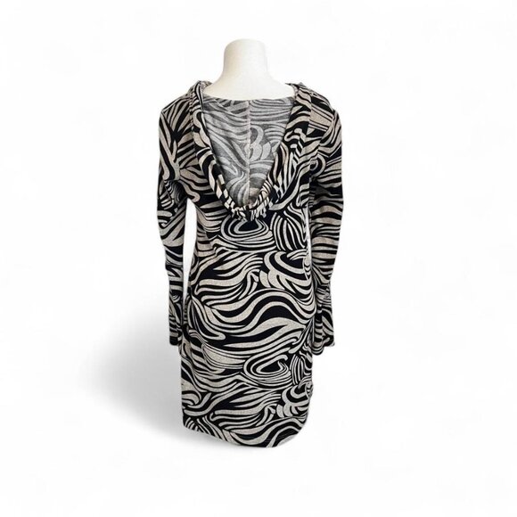 Uncle Frank Zebra Print Floral Embroidered V-Neck Dress Medium Stretch Boho - Picture 3 of 7